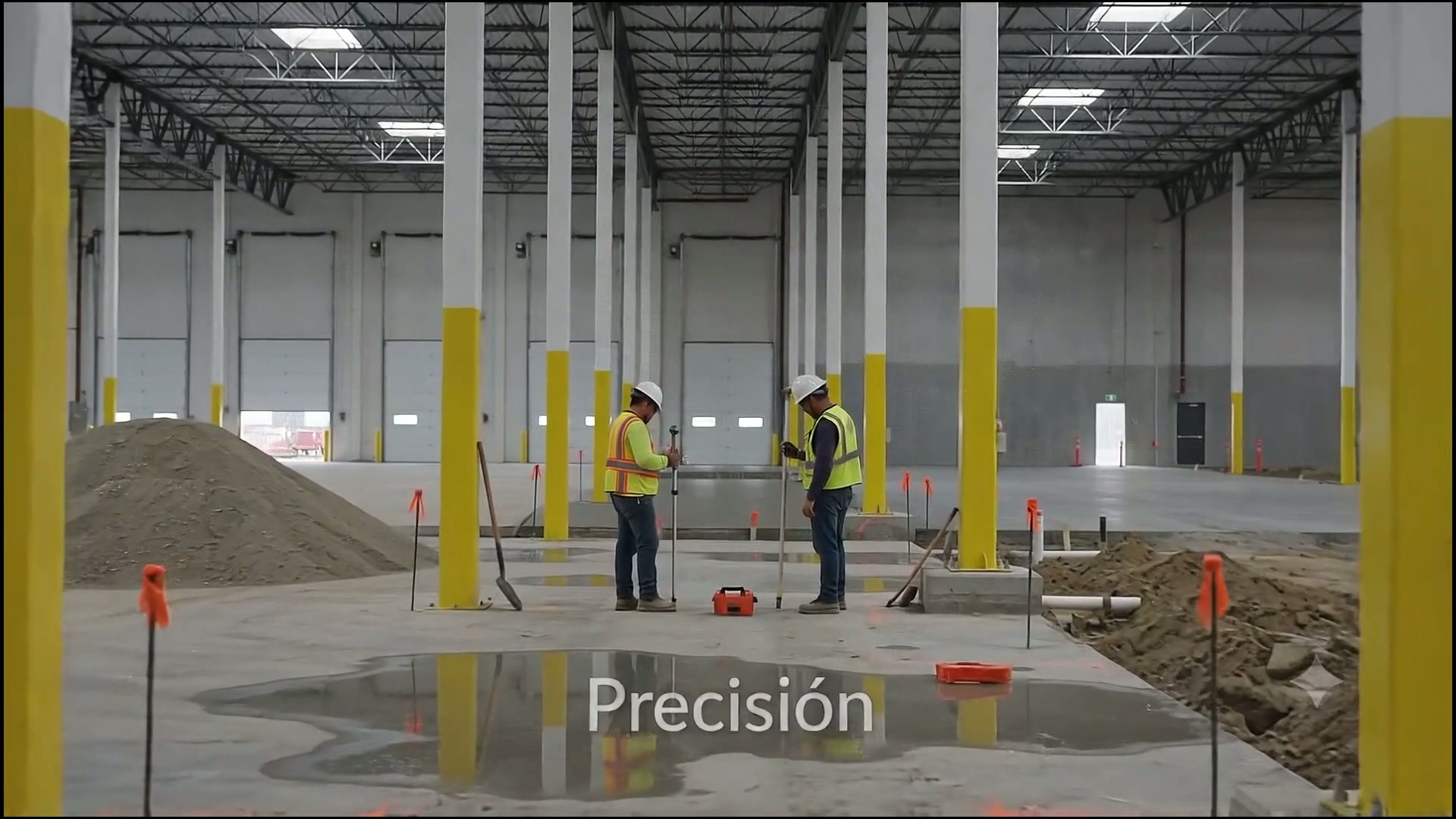Ingenieros DEM realizando mediciones de precisión en obra